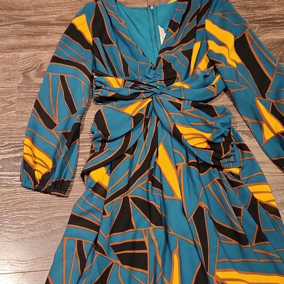 ❤️ RANNA GILL ANTHROPOLOGIE SIDE CUT-OUT ABSTRACT FLORAL MIDI DRESS, MEDIUM - Picture 8 of 13